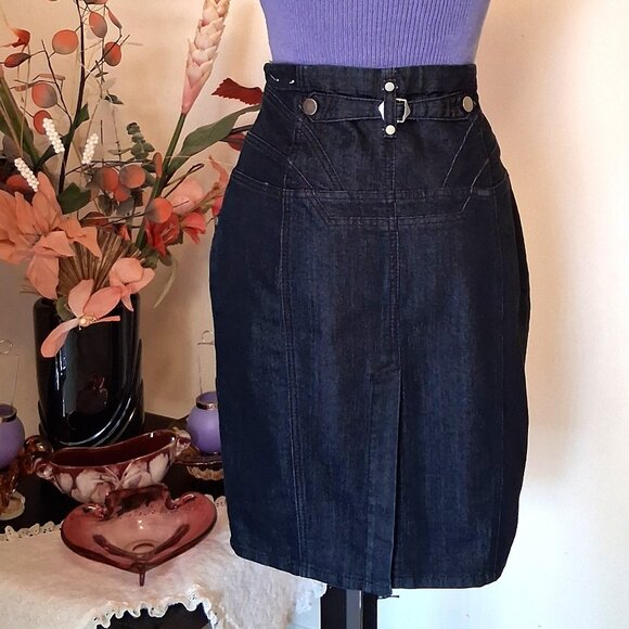 NWOT Kensie Navy Blue Chic Short Denim Skirt Women’s Fall Winter Jean Skirts - Picture 5 of 9